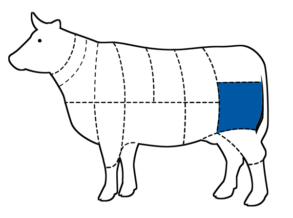 Chart of cattle with Silverside cut highlighted in blue