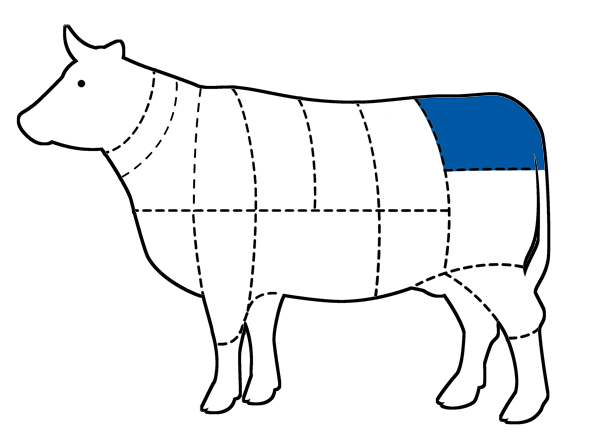 Chart of cattle with Topside cut highlighted in blue